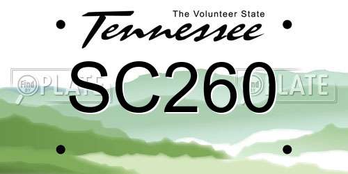 SC260 Tennessee License Plate