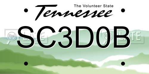 SC3D0B Tennessee License Plate