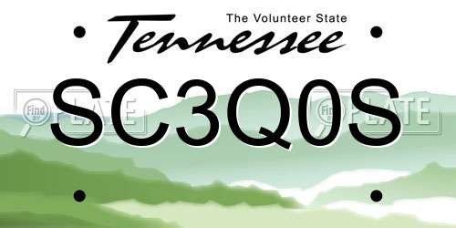 SC3Q0S Tennessee License Plate