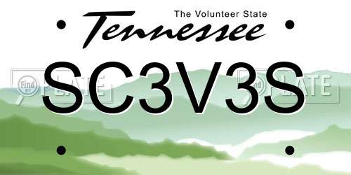 SC3V3S Tennessee License Plate