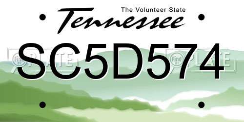 SC5D574 Tennessee License Plate