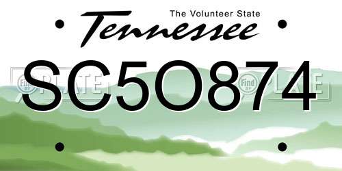 SC5O874 Tennessee License Plate