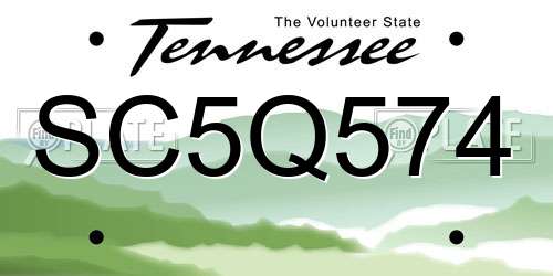 SC5Q574 Tennessee License Plate