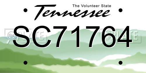 SC71764 Tennessee License Plate