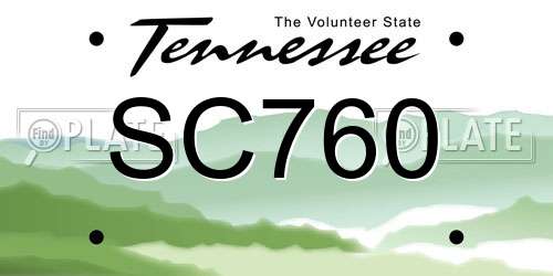 SC760 Tennessee License Plate