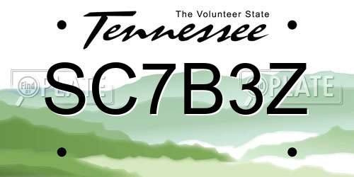SC7B3Z Tennessee License Plate