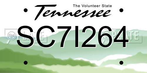 SC7I264 Tennessee License Plate