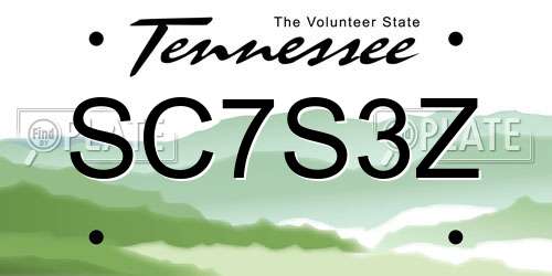 SC7S3Z Tennessee License Plate