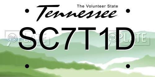 SC7T1D Tennessee License Plate