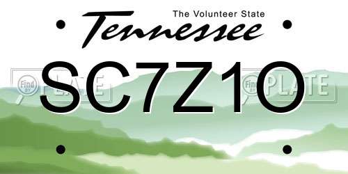 SC7Z1O Tennessee License Plate