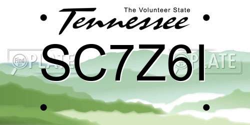 SC7Z6I Tennessee License Plate