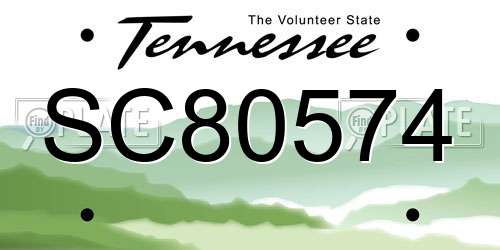 SC80574 Tennessee License Plate