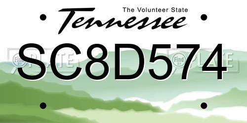 SC8D574 Tennessee License Plate