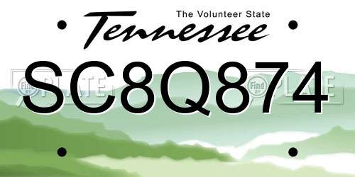 SC8Q874 Tennessee License Plate