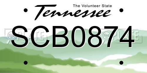 SCB0874 Tennessee License Plate