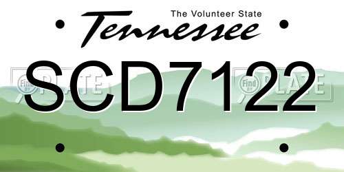 SCD7122 Tennessee License Plate