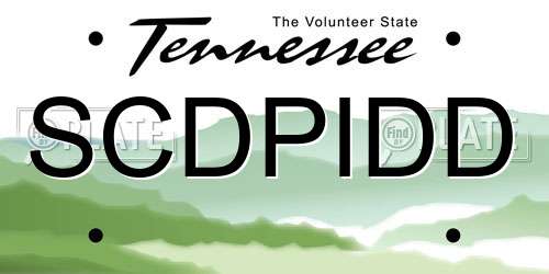 SCDPIDD Tennessee License Plate