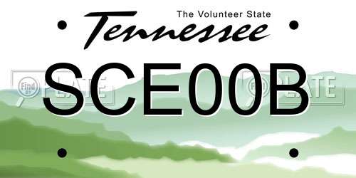 SCE00B Tennessee License Plate