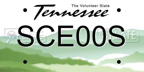 SCE00S Tennessee License Plate