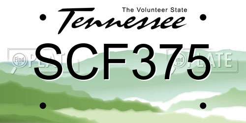 SCF375 Tennessee License Plate