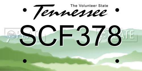 SCF378 Tennessee License Plate