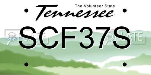 SCF37S Tennessee License Plate