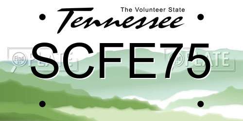 SCFE75 Tennessee License Plate