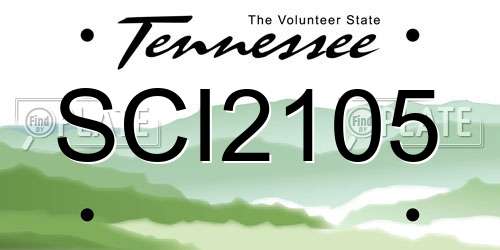 SCI2105 Tennessee License Plate