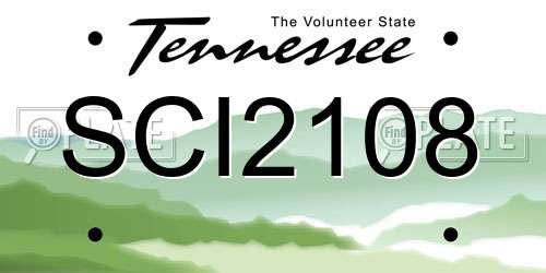 SCI2108 Tennessee License Plate