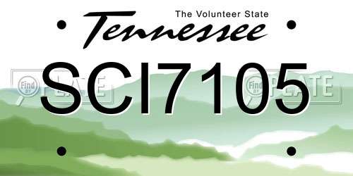 SCI7105 Tennessee License Plate