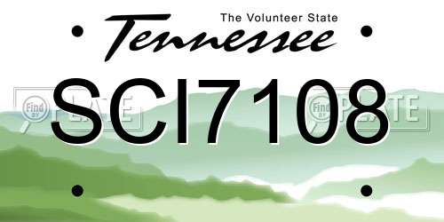 SCI7108 Tennessee License Plate