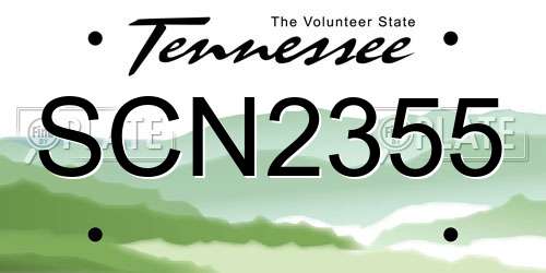 SCN2355 Tennessee License Plate