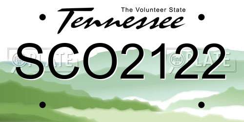 SCO2122 Tennessee License Plate
