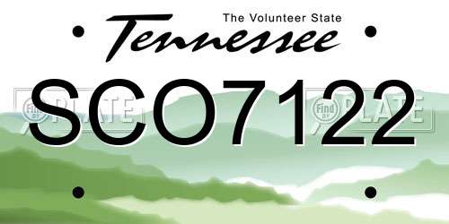SCO7122 Tennessee License Plate