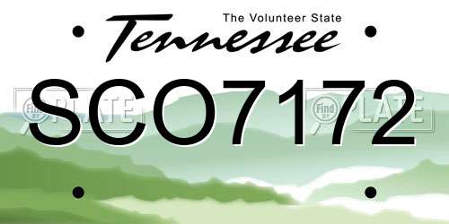 SCO7172 Tennessee License Plate