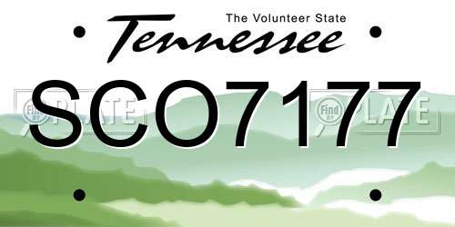 SCO7177 Tennessee License Plate
