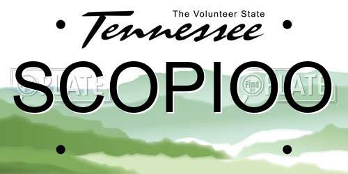 SCOPIOO Tennessee License Plate