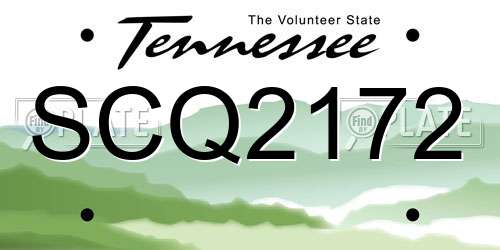 SCQ2172 Tennessee License Plate
