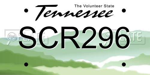 SCR296 Tennessee License Plate
