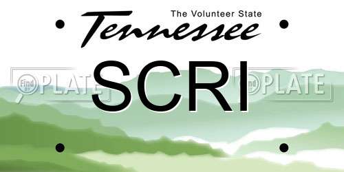 SCRI Tennessee License Plate