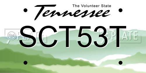 SCT53T Tennessee License Plate