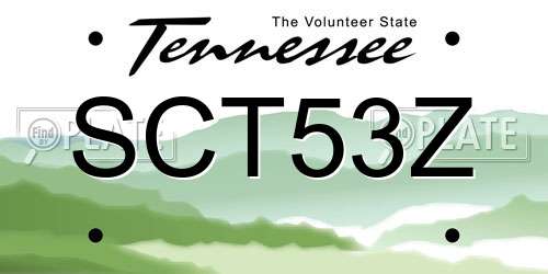 SCT53Z Tennessee License Plate