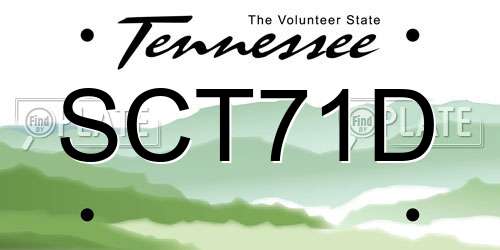 SCT71D Tennessee License Plate