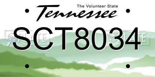 SCT8034 Tennessee License Plate