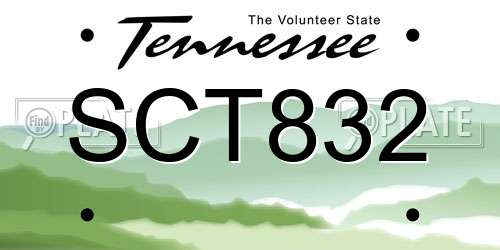 SCT832 Tennessee License Plate