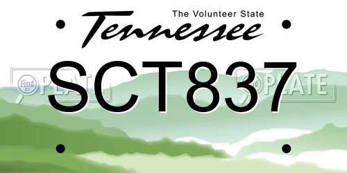 SCT837 Tennessee License Plate