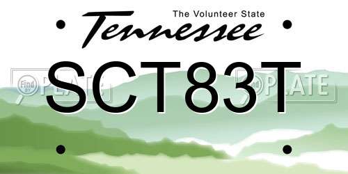 SCT83T Tennessee License Plate