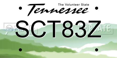 SCT83Z Tennessee License Plate