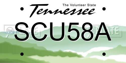 SCU58A Tennessee License Plate