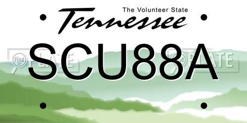 SCU88A Tennessee License Plate